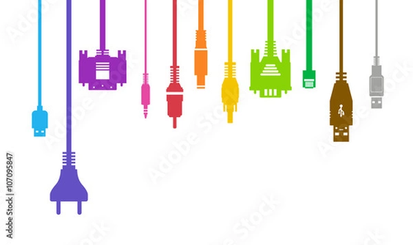 Obraz Plug Wire Cable Computer colorful illustration