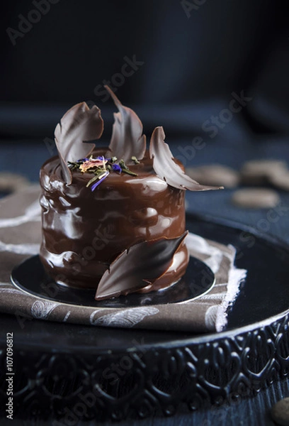 Fototapeta Chocolate cake glazed