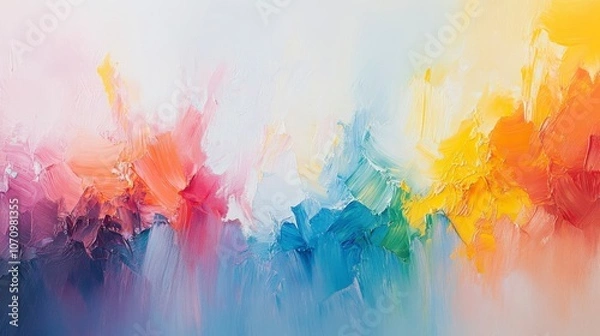 Fototapeta Vibrant Abstract Colorful Landscape: Bold Brushstrokes of Dynamic Hues and Emotions in Art