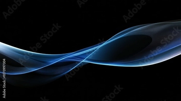 Obraz  Abstract shiny color blue wave design element on dark background.