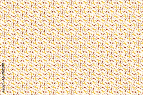 Fototapeta Intricate woven patterns with orange and yellow lines against a soft white background