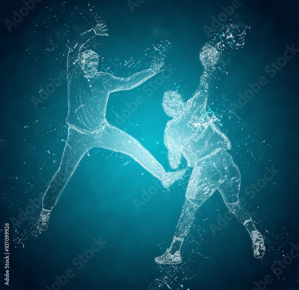 Obraz Abstract handball players in action. Crystal ice effect