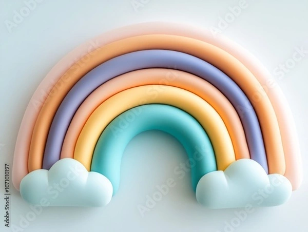 Fototapeta Pastel Rainbow with Clouds Decor