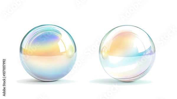 Fototapeta Iridescent Crystal Balls for Fortune-Telling on a Transparent Backdrop Generative AI