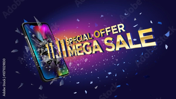 Fototapeta 11.11 Shopping day Poster or banner. 11 november sales banner vector image