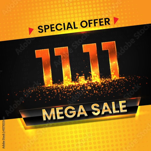 Fototapeta 11.11 Shopping day Poster or banner. 11 november sales banner vector image
