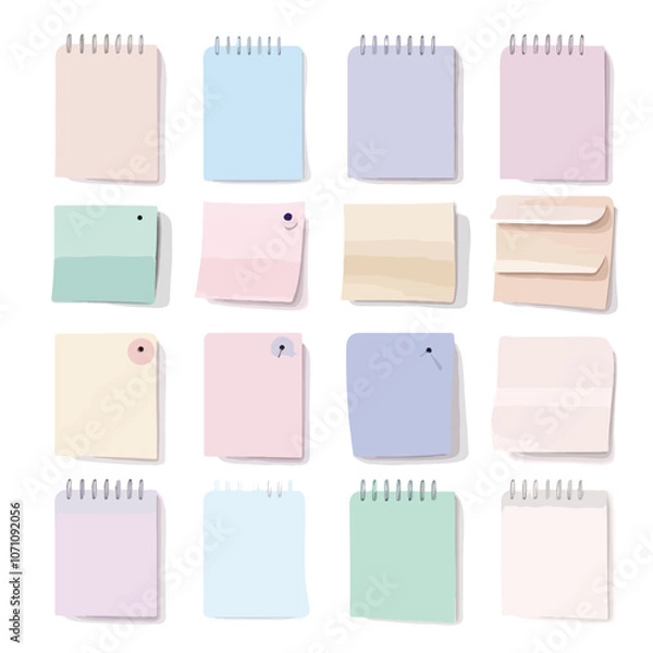 Fototapeta Professional Blank Sticky Note Line Set for Creative Projects