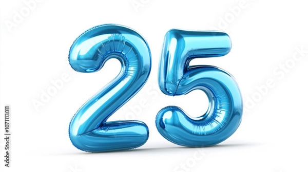 Fototapeta Blue Balloon Number 25   Birthday  Party  Celebration