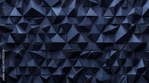 Obraz Geometric texture with raised triangular pattern, combining matte and glossy finishes for striking texture. High contrast lighting adds depth, perfect for modern tech 