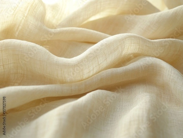 Fototapeta Soft Woven Linen Fabric in Neutral Beige Tones