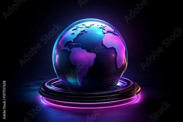 Fototapeta Single-color icon of Earth with simple, soft pastel tones, capturing a peaceful look