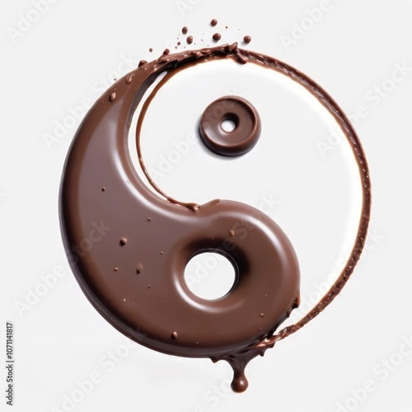 Obraz Artistic representation of yin and yang created with rich chocolate and delicate cream on a minimalist background