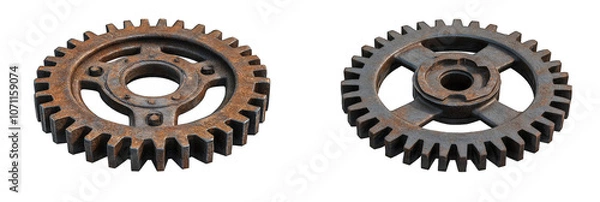 Fototapeta Various collection Machine Gears, wheels isolated on transparent background