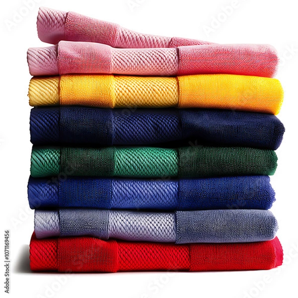 Fototapeta Stack of Colorful Towels, A Rainbow of Softness