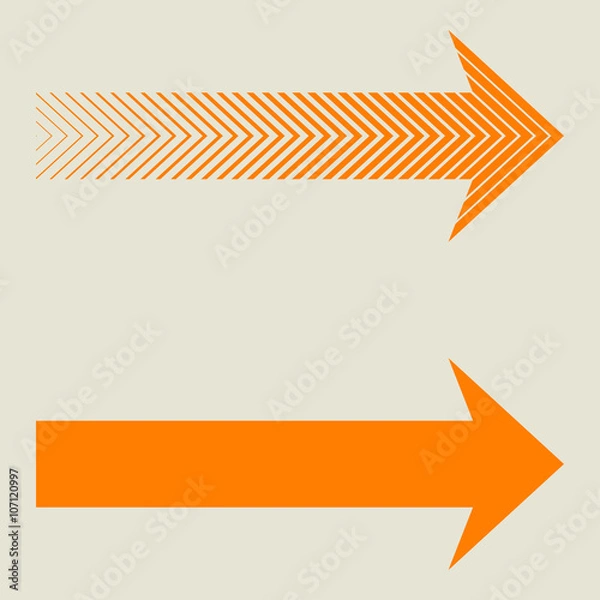 Fototapeta Linear orange Arrow. Isolated on background. Arrow Design. Arrow Line Background. Abstract Arrow. Arrow Geometric. Arrow Icon. Modern Arrow. Geometrical Arrow. Arrow Logo. Vector Arrow.