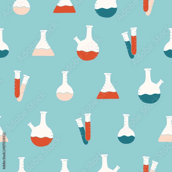 Fototapeta Collection of Flask Vector Seamless Pattern illustration Design