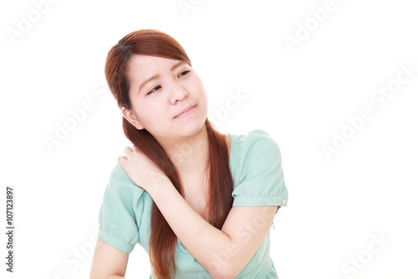 Fototapeta 肩痛を訴える女性