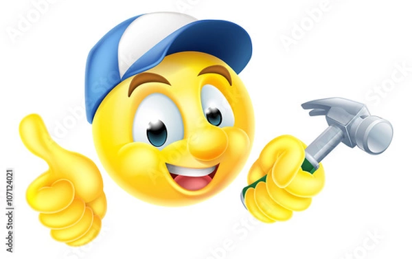 Obraz Carpenter Emoji Emoticon with Hammer