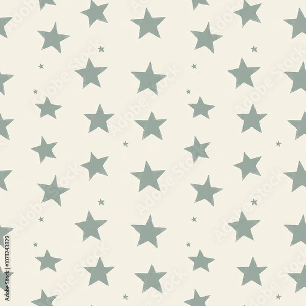 Fototapeta Seamless pattern with green stars on light background for fabric design or wrapping paper - seamless pattern