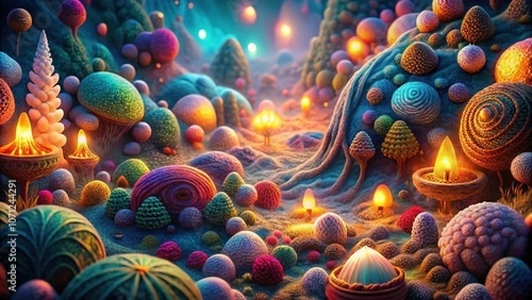 Fototapeta Surreal Knitted Seamless Patterns Collection - AI Art