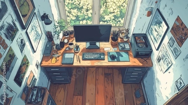 Fototapeta Modern Minimalistic Workspace with Clean Desk