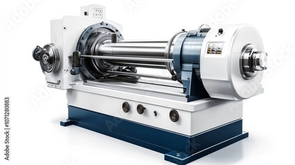 Fototapeta Industrial Extrusion Machine: A close-up view of a powerful industrial extrusion machine, showcasing its robust design and intricate components.