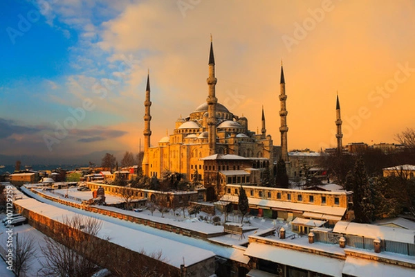 Obraz Istanbul in winter time, bridges,mosques,streets an trees..