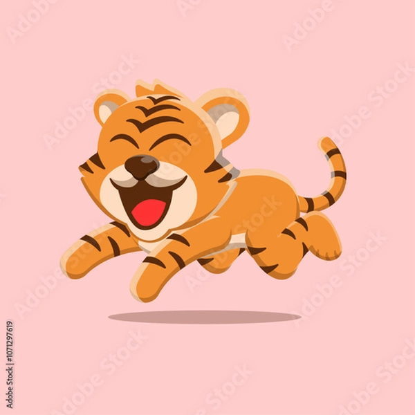 Obraz Cute Tiger running vector illustration