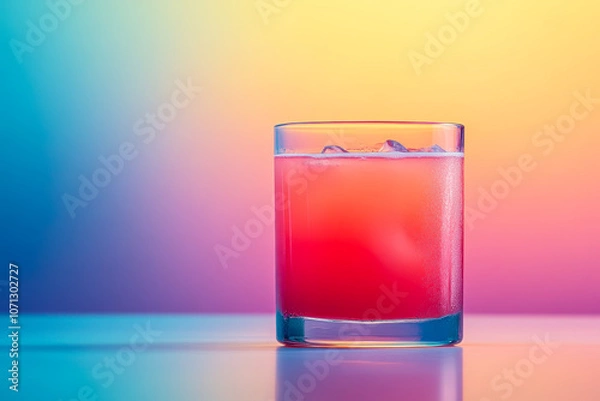 Fototapeta Discover a stunning glass of refreshing watermelon juice, enhanced by a smooth gradient background. Perfect for summer vibes and vibrant aesthetics.