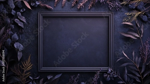 Fototapeta frame on a dark background. background with empty space for inscription texts and titles of desktop postcards 