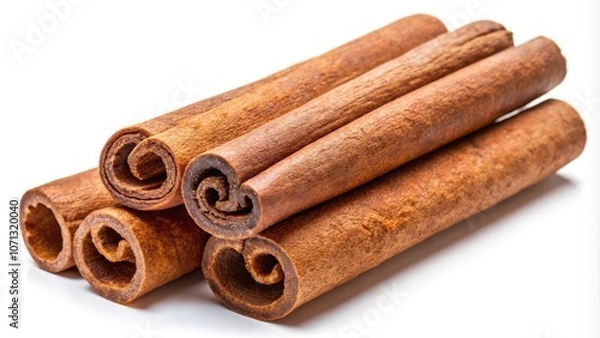 Fototapeta Isolated Cinnamon Stick Cut Out on Transparent Background for Culinary Uses, Aromatic Spice, Natural Ingredients, and Food Photography