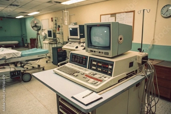 Obraz Vintage Computer Control Panel in Surgical Room