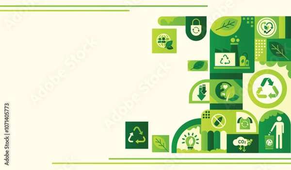 Fototapeta The Concept of Reduce, Reuse, Recycle in zero waste with Icons for sustainable environment management web banner. Garbage recycling to eco friendly. Green template Infographic flate vector design.