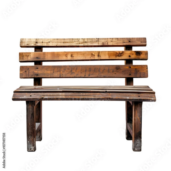 Obraz A small garden bench made of wood, isolated on white background