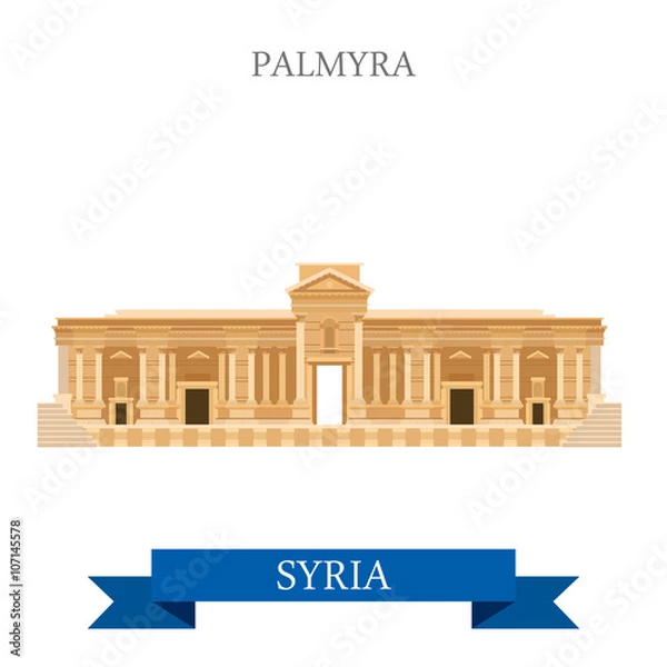 Obraz Palmyra w Syrii wektor płaska atrakcja podróży zabytki Azji