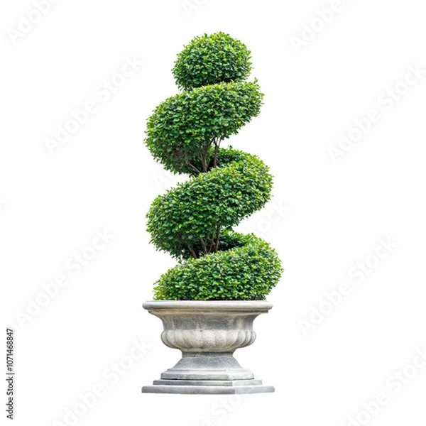 Obraz Spiral topiary tree. Isolated on transparent background.