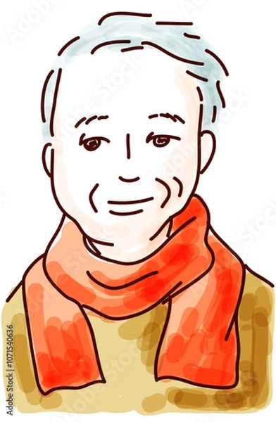 Obraz アンニュイな表情をしている白髪のおじさん