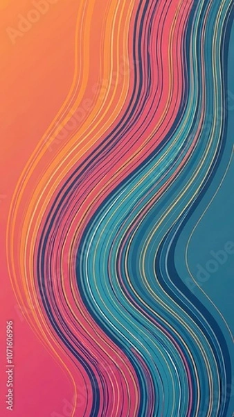 Fototapeta A colorful abstract painting with a yellow line