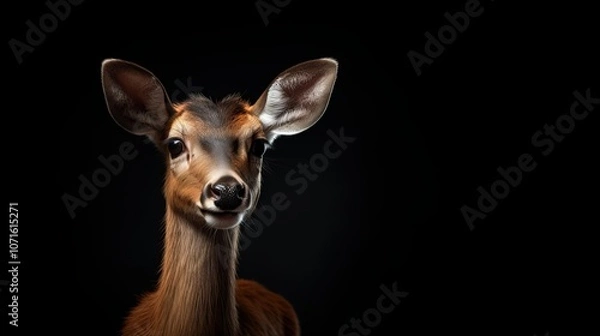 Obraz Young Deer Looking at Camera. Generative AI.