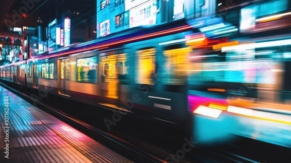 Fototapeta High-speed underground train dramatic motion blur effect combines classic and modern atmosphere, the concept needed by humans in traveling through time