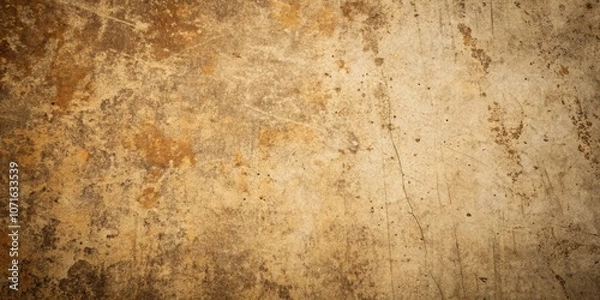 Fototapeta A worn and weathered surface with a mixture of beige and brown tones, showing signs of age, scratches, and stains.