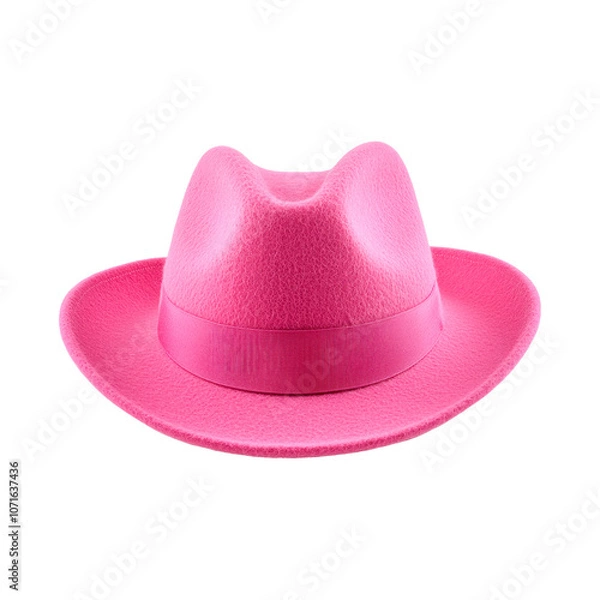 Obraz Pink felt hat. Isolated on transparent background.