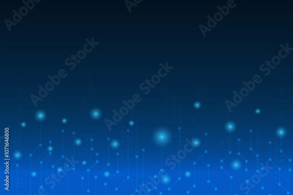 Fototapeta Light blue connection technology background with line and dot connected together.  Communication theme concept with free space for edit.