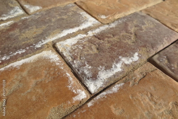 Fototapeta Efflorescence on the modern concrete parking tiles