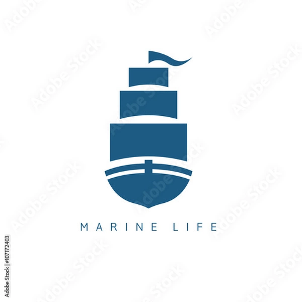 Fototapeta abstract sail ship icon vector design template
