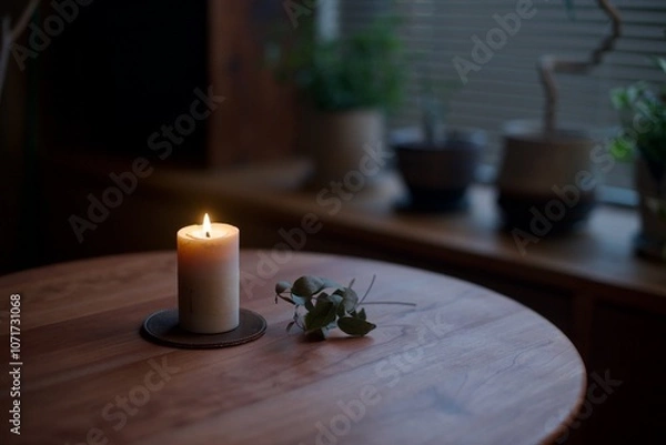 Obraz 薄暗い部屋に灯したキャンドルの灯り