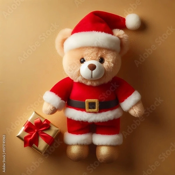 Obraz Holiday Plush Toy Dressed as Santa Claus