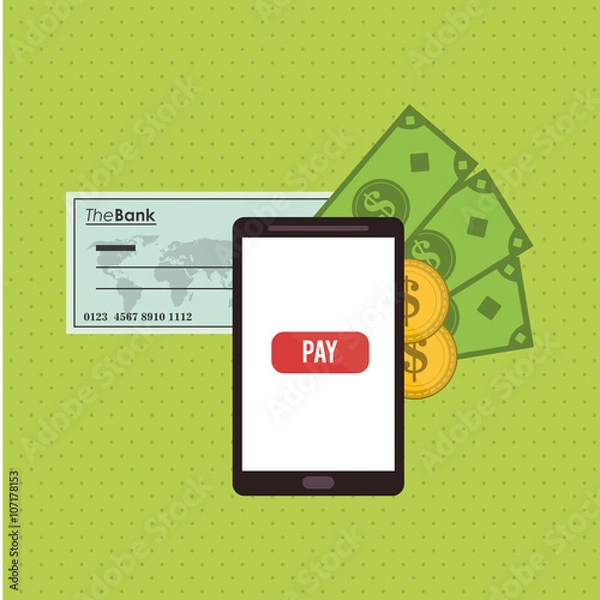 Fototapeta Payment with smartphone icon design, vector illustration