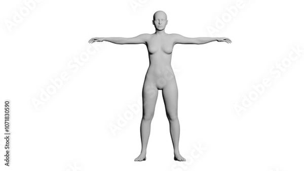 Fototapeta White Female Mannequin in T-Pose Isolated on Transparent Background. Front View.