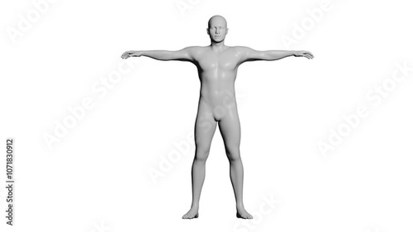 Fototapeta White Male Mannequin in T-Pose Isolated on Transparent Background. Front View.